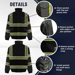 SMASYS hommes Hi Vis veste <span class=keywords><strong>de</strong></span> sécurité réfléchissante d'hiver vêtements <span class=keywords><strong>de</strong></span> <span class=keywords><strong>travail</strong></span> 2 en 1 polaire <span class=keywords><strong>haute</strong></span> <span class=keywords><strong>visibilité</strong></span> vêtements <span class=keywords><strong>de</strong></span> <span class=keywords><strong>travail</strong></span> veste imperméable - Product Image 5