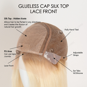 Livraison rapide de haute qualité 20 pouces de Long Blonde 613 délié parfait à la recherche naturelle dentelle avant soie haut sans colle perruques de cheveux humains - Product Image 6
