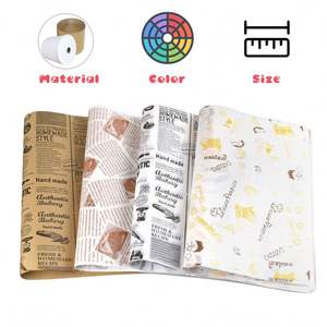 Custom Printed Greaseproof Paper Wrapping for Food Packaging with <b>Wax</b> <b>Wrap</b> Paper - Product Image 4