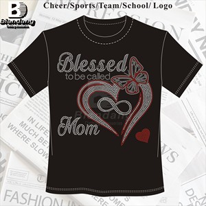 Feuilles de transfert de strass thermocollantes avec logo personnalisé pour vêtements Strass de <span class=keywords><strong>maman</strong></span> bénie en croix de qualité supérieure pour chemise - Product Image 2
