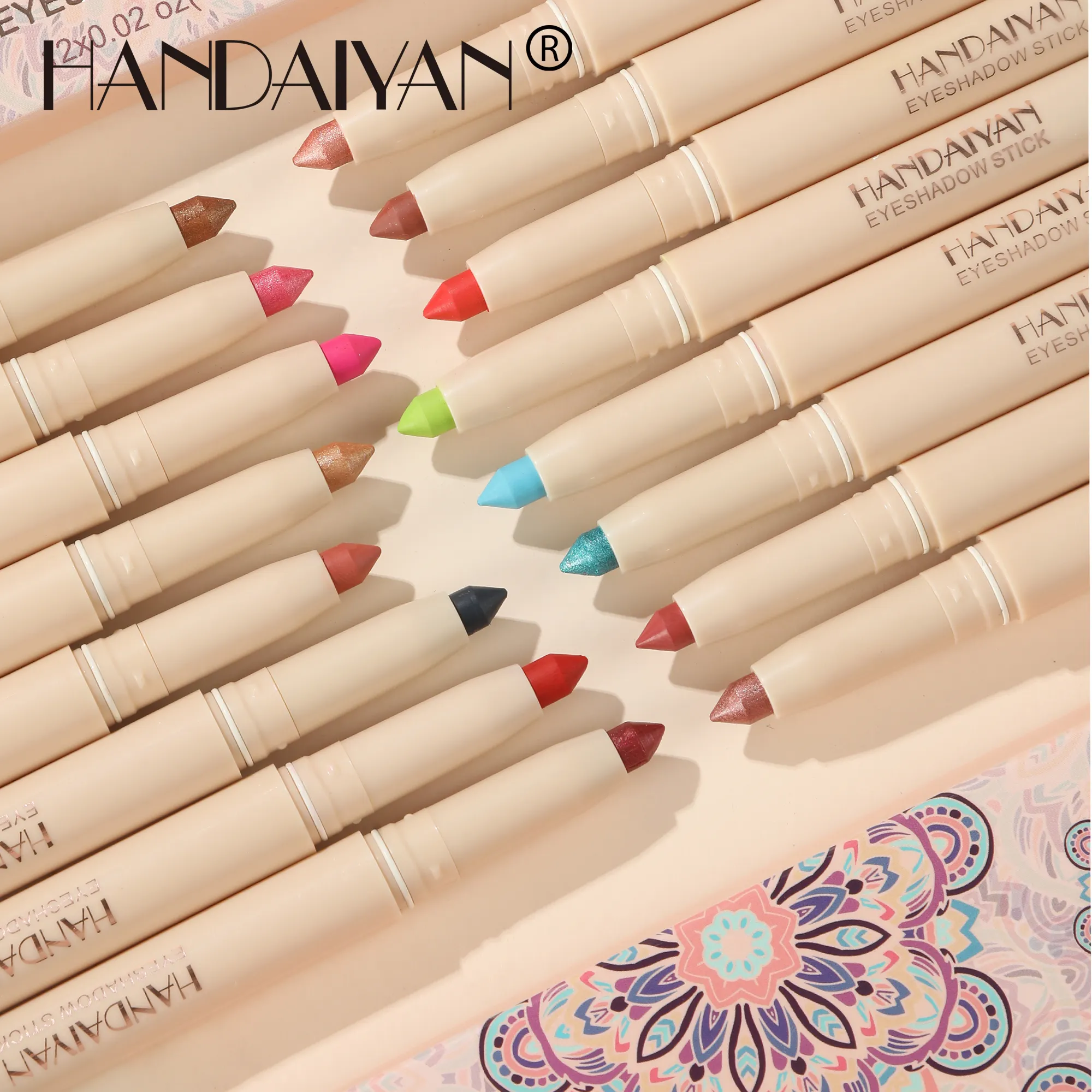 HANDAIYAN Glitter Matte Eyeshadow Eyeliner Pen Eyes Makeup Stick Built-in Sharpener Vagan Cosmetics