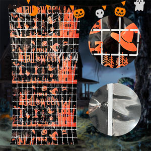 Décorations d'Halloween : Rideaux carrés et décorations suspendues pour fêtes, motifs citrouille - Product Image 3