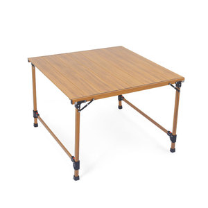 Table de mahjong pliante 92x92x66,5 cm, couleur grain de bois, table carrée portable en alliage d'aluminium pour le camping en plein air - Product Image 5