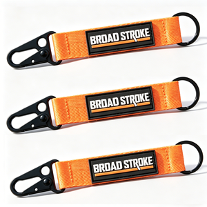 Custom Logo High Strength Tactical Webbing <b>Key</b> <b>Ring</b> Holder Strap Pvc Label Nylon Short Lanyard Keychain - Product Image 3