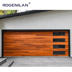 <span class=keywords><strong>Porte</strong></span> <span class=keywords><strong>de</strong></span> <span class=keywords><strong>garage</strong></span> <span class=keywords><strong>sectionnelle</strong></span> en aluminium à grain <span class=keywords><strong>de</strong></span> bois avec isolation thermique résidentielle Rogenilan USA et fenêtres <span class=keywords><strong>de</strong></span> visualisation en verre noir - Product Image 4
