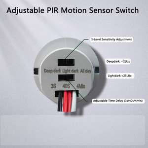Interruptor con Sensor PIR de 100W, DC 5V 12V 24V, Modo de Tiempo Ajustable y Fotocélula, Detector de Movimiento Infrarrojo de Alta Potencia para Iluminación LED - Product Image 2