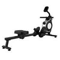 Vente en gros Rameur d'intérieur manuel pour fitness à domicile avec moniteur électronique, support de téléphone et sangles de pied réglables
