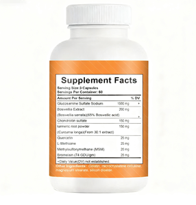 Permen Kunyah Glukosamin Kondroitin Kunyit MSM Label Pribadi, Perbaikan Tulang Sendi Lanjutan, Meningkatkan Imunitas, Dewasa 180 Kapsul - Product Image 5