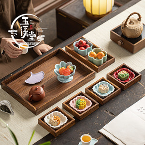 Plat à collation en céramique Wu Yi Tang en forme de lotus, petit plateau en porcelaine pour cérémonie du thé, décoration de la maison - Product Image 2