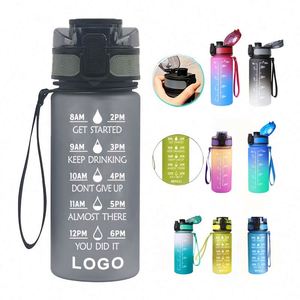Gourde de sport portable de haute qualité à grande capacité, design dégradé, pour étudiants, en plastique, avec paille, idéale pour les activités de plein air - Product Image 1