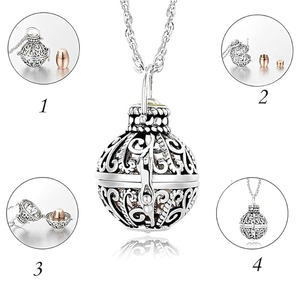 Kalung Guci Dewa Bulan Perak Berongga Vintage, untuk Abu Selamanya Di Hati Saya Liontin Liontin Kenang-kenangan Perhiasan Kremasi - Product Image 3