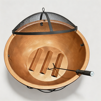 Brasero à bois haute performance en cuivre avec barres de ventilation intégrées, grande capacité, pour fêtes de feu de camp en extérieur