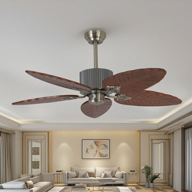 48 Inch Tropical Style Palm Leaf Blade Design Vintage Decor Ceiling Fan Without Light