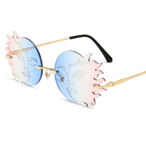 Chic sin montura gafas de sol 2020 de moda de señora poligonal sol <span class=keywords><strong>cara</strong></span> de <span class=keywords><strong>luna</strong></span> gafas de sol novedad partido divertido gafas - Product Image 3