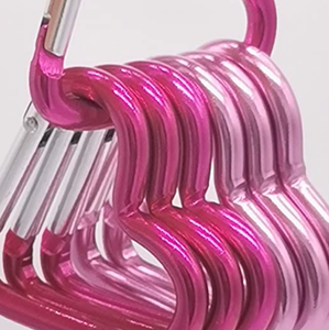 45mm Cordón Llavero Amor Corazón en forma de gancho Rosa Rojo Aluminio Resorte Gancho Mosquetón - Product Image 2