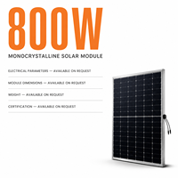 Module solaire monocristallin 800W avec un cadre en aluminium rigide et des cellules disposées en rangées sur toute la face avant