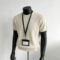 T-shirt d'été décontracté pour homme, style Old Money, respirant, col rond, tricoté, manches courtes, couleur unie