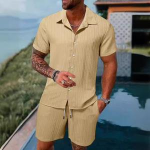 Conjunto de Playa de 2 Piezas para <span class=keywords><strong>Hombre</strong></span>, Venta Caliente Transfronteriza 2025, Estilo Europeo Americano, Camisa de Manga Corta Holgada Informal de Verano y Pantalones Cortos - Product Image 4