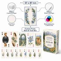 Jeu de cartes personnalisé pour mariage sur le thème des fleurs sauvages du Colorado, portrait de couple en aquarelle, texture en lin fin