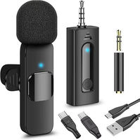 Microphone de Conférence sans Fil à Double Lavalier K35 3,5 mm pour Diffusion en Direct, Micro Cravate à Condensateur avec Réduction de Bruit et LED
