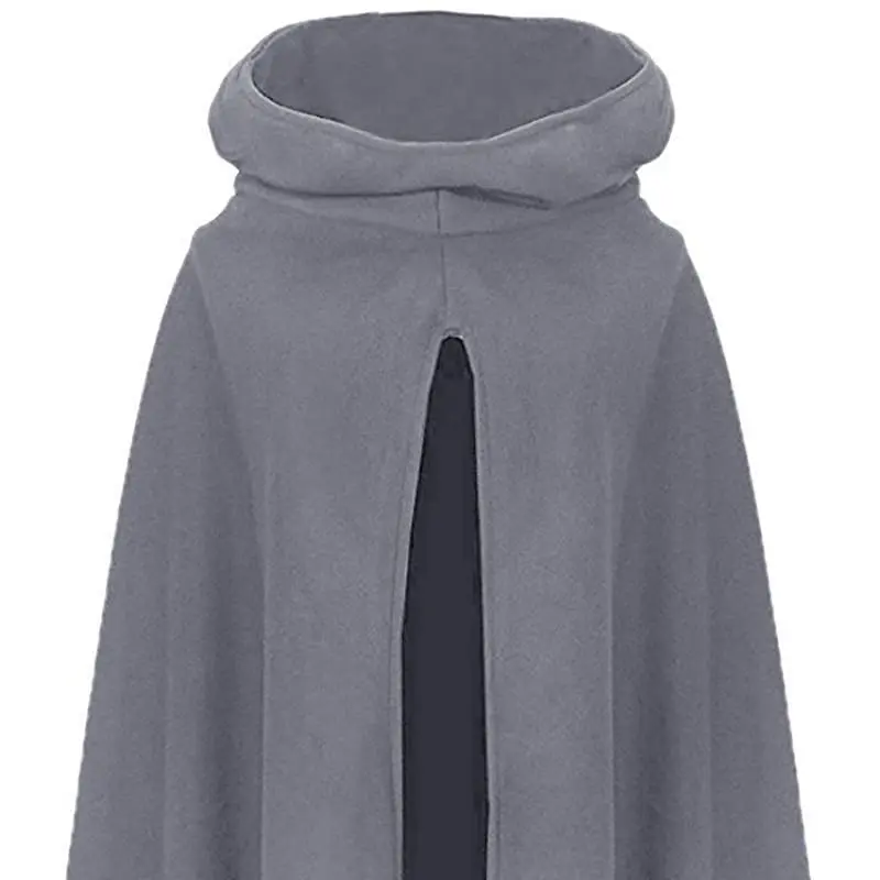Silver gray ladies woolen coat pullover style Christmas cape Halloween cloak hooded warm stage outfit