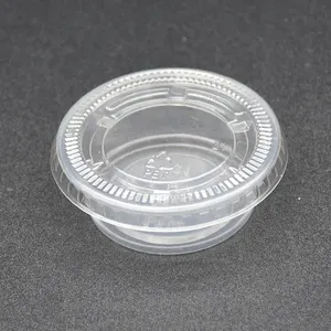 Disposable PP Sauce Cups Plastic Sauce Container With Connected Lid Soy Sauce Cup