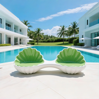 Silla Escultórica de Fibra de Vidrio con Forma de Concha Marina, Banco Creativo con Diseño de Concha para Resort, Piscina, Hotel, Patio