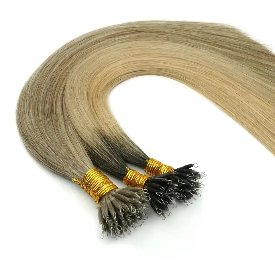 2024 new hot Nano Ring russian hair extension micro link hair Double Drawn 100 human hair extension