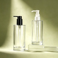 Bouteille en verre PET transparente avec pompe, flacon de lotion avec pompe 200ml 250ml, bouchon pompe blanc noir, emballage personnalisé, bouteille en verre