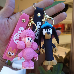 Llavero abridor de botellas de la familia <span class=keywords><strong>Bluey</strong></span> de dibujos animados, colgante para bolso de muñeca de cachorro Bingo Friends, PVC 3D para <span class=keywords><strong>coche</strong></span>, venta al por mayor bts - Product Image 3