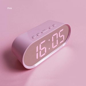 Pop Mirror Digitaler Wecker, LED Desk Pink Clock mit Nachtlicht, Schlummer, Temperatur, batterie betriebene kleine Größe - Product Image 2
