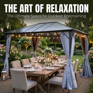 Pergola moderne 3x4m en aluminium et fer, toit rigide en polycarbonate 6mm, abri <span class=keywords><strong>de</strong></span> <span class=keywords><strong>jardin</strong></span> toutes saisons avec rideaux, vente en gros - Product Image 2