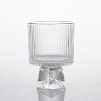 Bougies cylindriques de luxe en verre à pied haut, motif diamant côtelé, résistantes à la chaleur, transparentes, modernes, pour bricolage