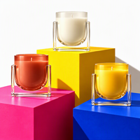 Nouvelle conception, bougies parfumées en cire de soja de haute qualité, couleur personnalisée, parfum d'huile essentielle, coffret cadeau en verre
