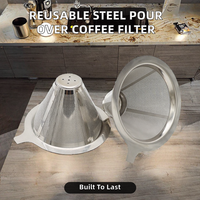 Moulin à café manuel réutilisable en acier inoxydable, design moderne et écologique, sans papier, avec support de filtre en maille, 350 ml, pour la préparation de café.
