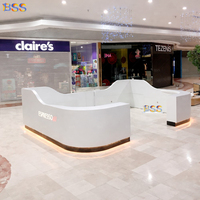 Café Kiosque Comptoir Design Moderne Termoformé Hi-Macs Pierre Acrylique U Forme Crème Glacée Bubble Tea Jus Café Bar Comptoir