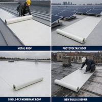 Rouleau de membrane d'étanchéité autocollante en butyl enduit de PVDF résistant aux UV, 1 mm, pour toiture métallique, toiture industrielle et terrasse