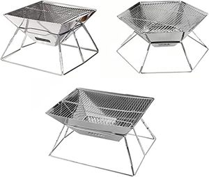Modern Outdoor Camping Stainless Steel BBQ Firewood <b>Stove</b> Hexagonal Fire Pit Folding Portable Grill - Product Image 3