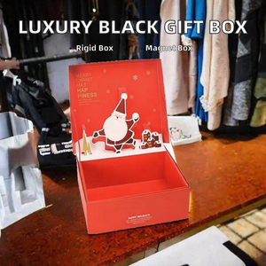 Boîte cadeau magnétique pliable de luxe personnalisée, grande, noire, écologique et recyclable pour l'emballage de vêtements en fourrure - Product Image 2