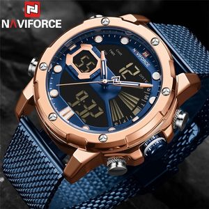 <span class=keywords><strong>NAVIFORCE</strong></span> <span class=keywords><strong>9172</strong></span>, relojes de pulsera digitales con correa de acero de cuarzo dorado, relojes deportivos impermeables para hombres, reloj Masculino - Product Image 3