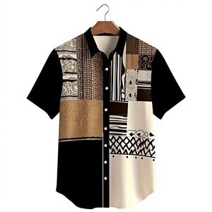 Camicia Casual da <span class=keywords><strong>Uomo</strong></span> con Stampa Etnica, <span class=keywords><strong>Abbigliamento</strong></span> Maschile, Top alla Moda, Camicia Hawaiana a Maniche Corte - Product Image 3