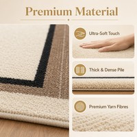 Tapis d'intérieur beige et noir à bordures, style nordique, personnalisable, amovible, lavable en machine, antidérapant, résistant à l'usure, tapis détachable pour la maison, OEM