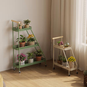 Support de rangement multi-plantes en métal pour pots de fleurs, type sur pied mobile pour balcon - Écologique - Product Image 1