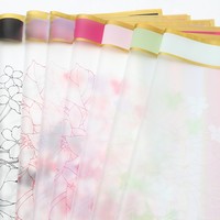 Kertas Pembungkus Toko Bunga Gaya Korea Semi Transparan Berbingkai Tahan Air Multi-warna Terlaris