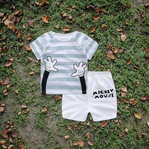 Conjunto de Ropa Casual de Verano para Niños, 100% Algodón, Estampado de Letras, Mangas Cortas Deportivas, Patrón de Dibujos Animados - Product Image 3
