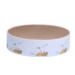 Hyra Hipicat Rundes Katzen-Kratzbrett Kratzbaum für Katzen Kratzbrett für Haustiere Kratzunterlage Kleine Größe Weiß - Product Image 1