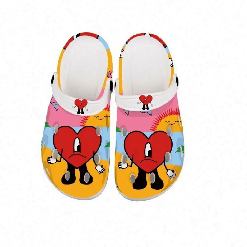 1 pair MOQ Custom Design Men Clogs Sandals bad bunny Custom Clog Shoes Kids Unisex Printed Clogs Men Gardening Shoes