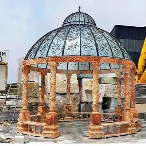 Columna de piedra natural al aire libre Gazebo redondo Puesta de sol Mármol rojo Gazebo impermeable - Product Image 1