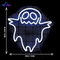Bande lumineuse LED néon 3D fantôme mignon avec design mains ouvertes, alimentation USB, fixation murale pour fêtes d'Halloween, chambres, bars et magasins