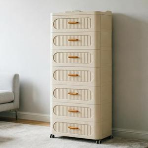<span class=keywords><strong>Commode</strong></span> à jouets en plastique pliable à 7 niveaux <span class=keywords><strong>de</strong></span> 59 cm avec roulettes pour chambre à coucher, <span class=keywords><strong>commode</strong></span> en plastique pour enfants - Product Image 1